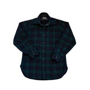 Vintage Pendleton Shirt Mens Medium Blue Green Tartan Plaid Wool Flannel USA 70s